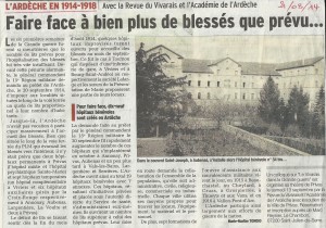 Article du Dauphiné Libéré du 21/08/2014 autour des blessés en Ardèche